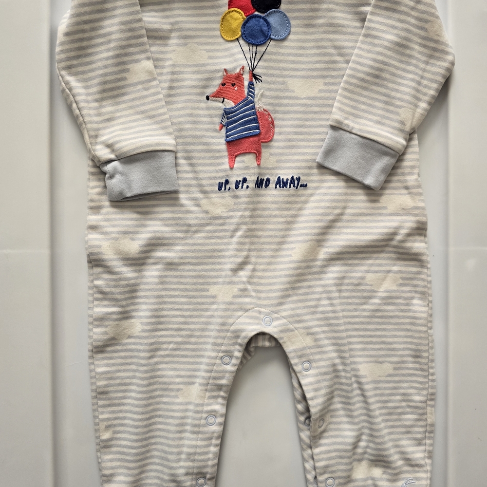 Joules Gray Striped Fox Balloon Kids Footie